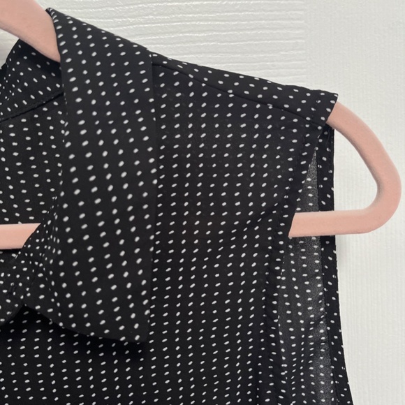 Adrianna papell black sheer button down collar sleeveless top XL - Picture 5 of 7